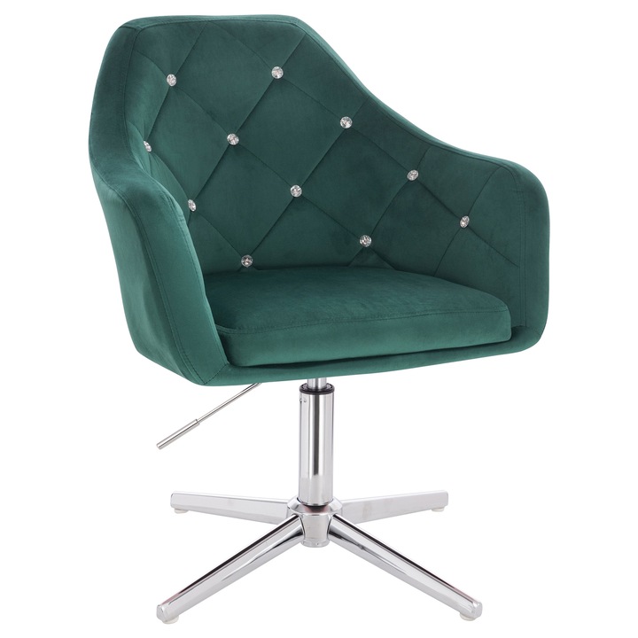 Scaun de birou, Votana, HR830CCROSS, Catifea, Baza Cromata, Verde