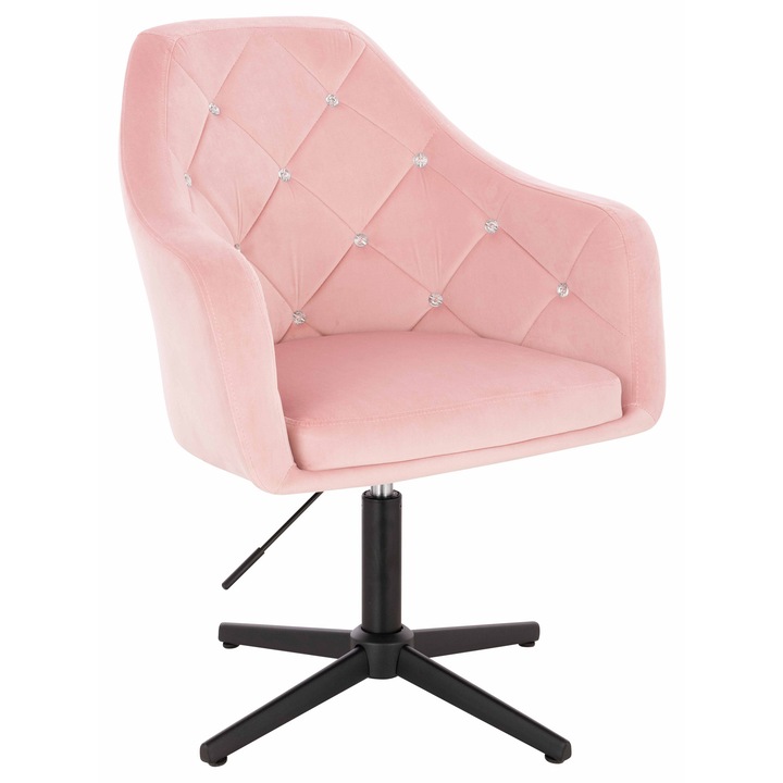 Scaun de birou, Votana, HR830CCROSS, Catifea, Baza Neagra, Roz Pudra