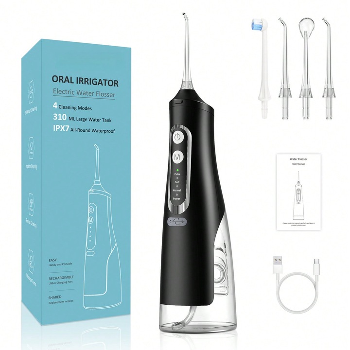Irigator bucal electric portabil negru