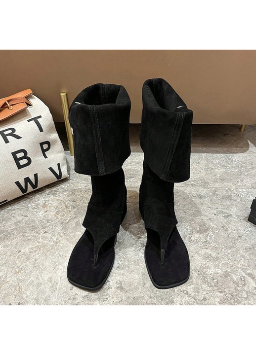 Sandale dama, inalte, casual, retro, denim, negru
