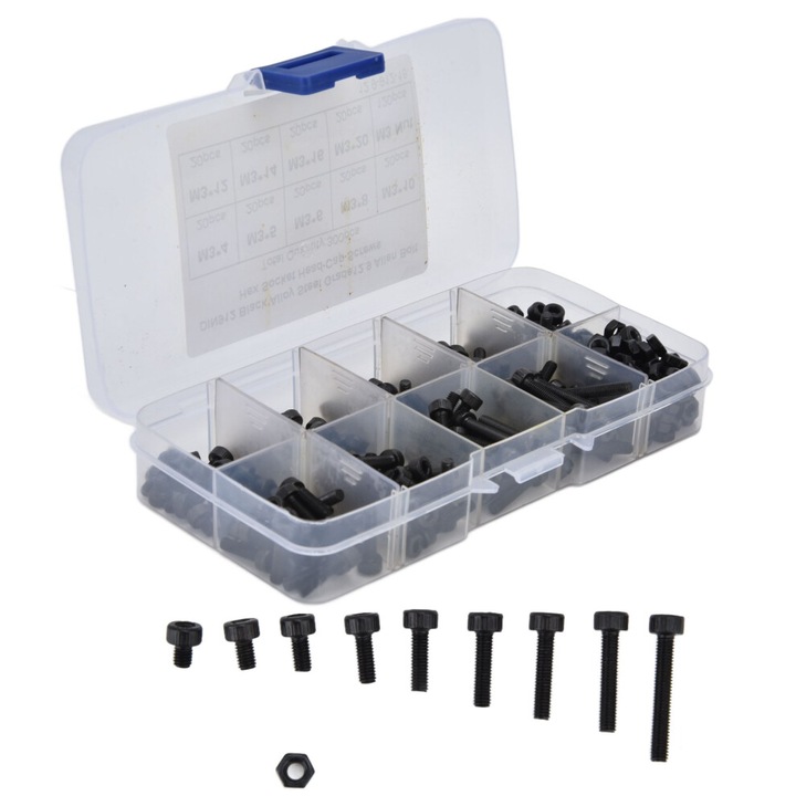 Set suruburi hexagonale M3 otel aliaj 4-20mm rezistenta 12.9 300 buc