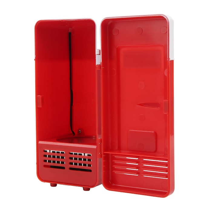 Mini frigider portabil USB, rosu, 479g, capacitate mare, silentios