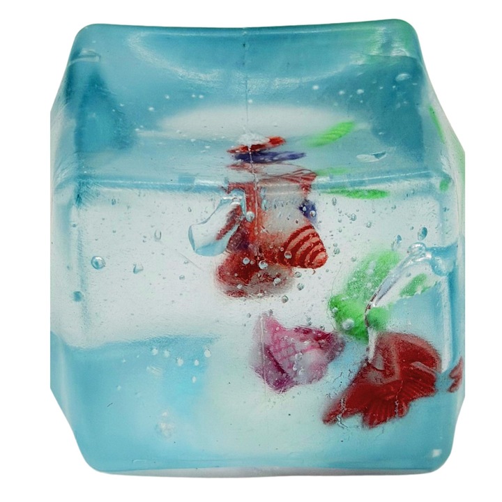 Cub Fidget 3D, Flippy, Model Ocean cu Scoici, Jucarie Antistres Senzoriala pentru Copii si Adulti, Cub pentru Relaxare si Concentrare, 5 cm, Albastru