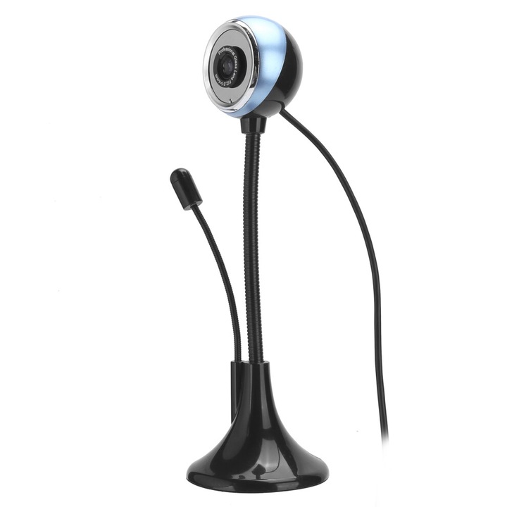 Webcam USB Mini rotativ HD cu microfon integrat negru