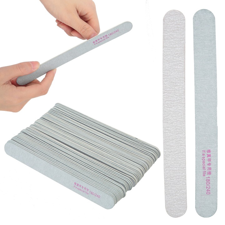 Set 50 pile unghii duble 180x240 granulatie multicolor 18x2cm