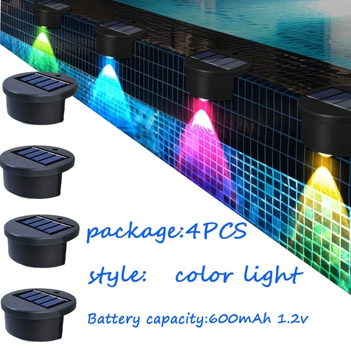 Lumini solare LED pentru piscina set 4 buc multicolor rezistente la apa