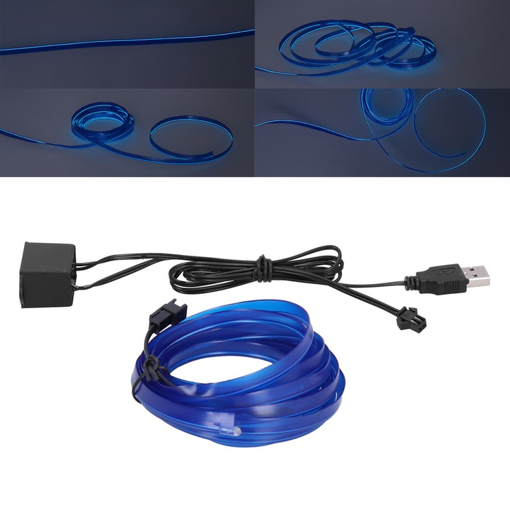 Banda LED ambientala auto flexibila 3m alb