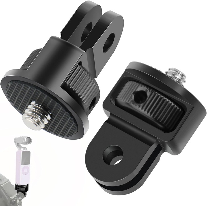 Adaptor trepied aluminiu, set 2 buc, rotativ 360 grade, negru, 0.64cm