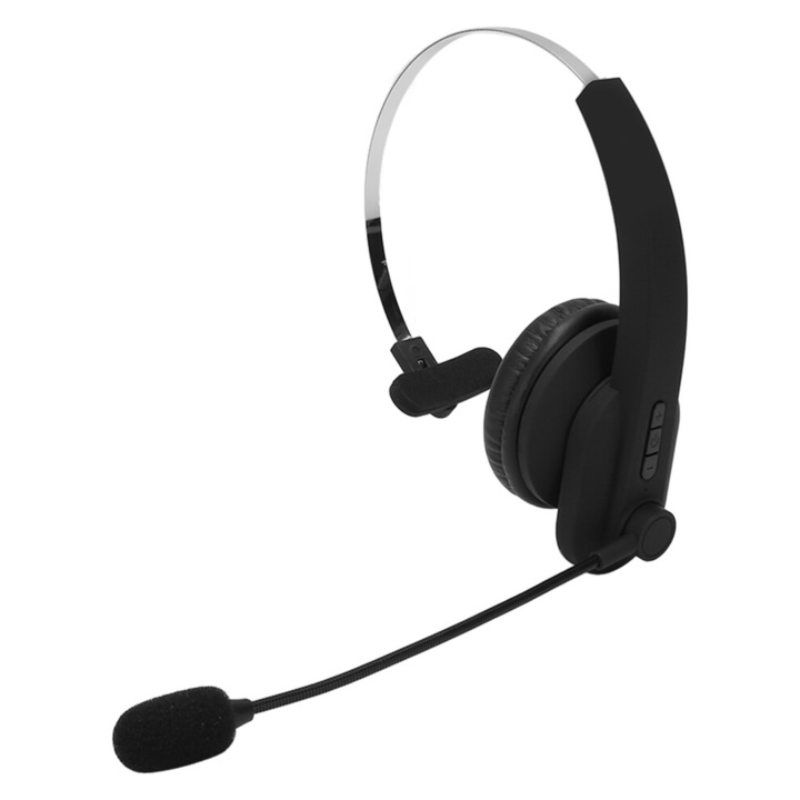Bluetooth 5.0 mono vezeték nélküli headset, zajszűrős mikrofon, fekete, 300mAh
