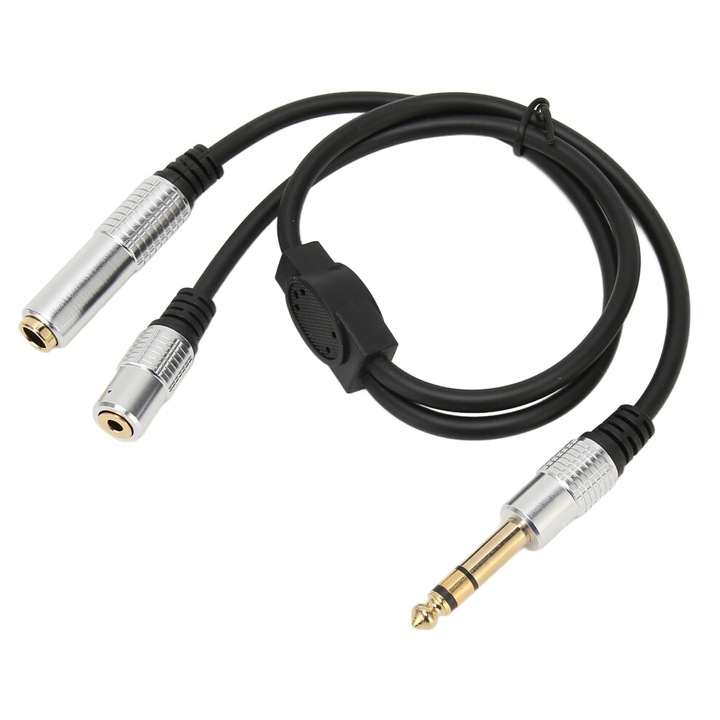 Cablu splitter stereo 1/4 inch aluminiu 50cm, negru