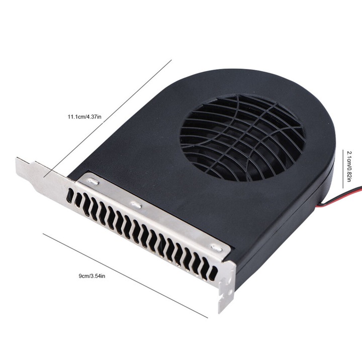 Ventilator PC 12V DC, conector 4P dublu, compact, negru