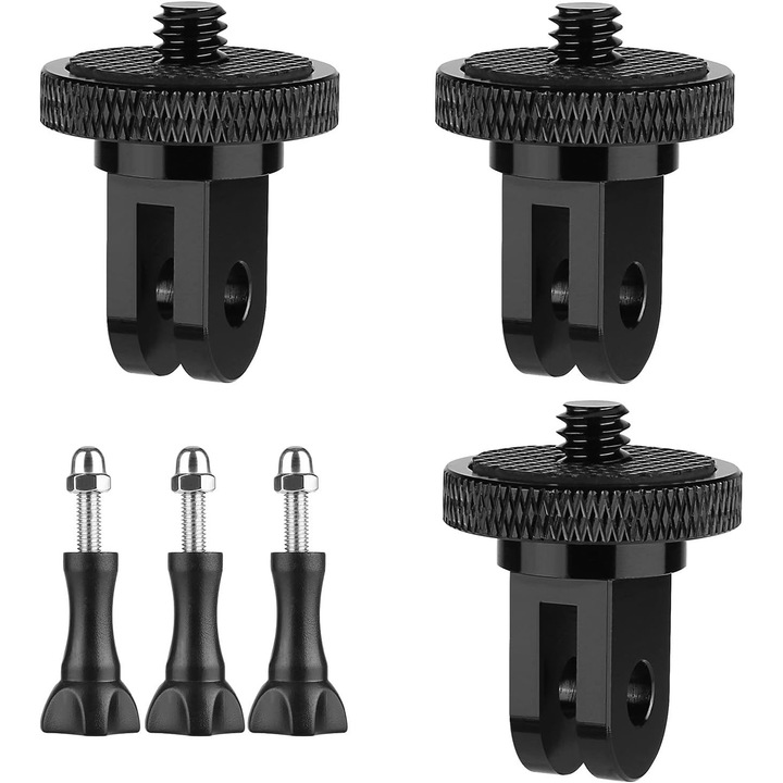 Set 6 adaptoare aluminiu 1/4-20 pentru camere, argintiu, universal