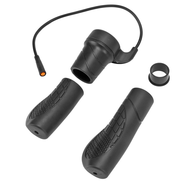 Elektromos gázkar kerékpárhoz, 22.2mm, fekete gumi, ellenálló, vízálló