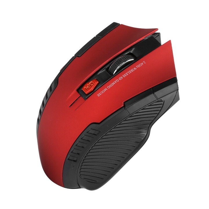 Mouse wireless, ergonomic, rosu, 1600DPI, USB receiver