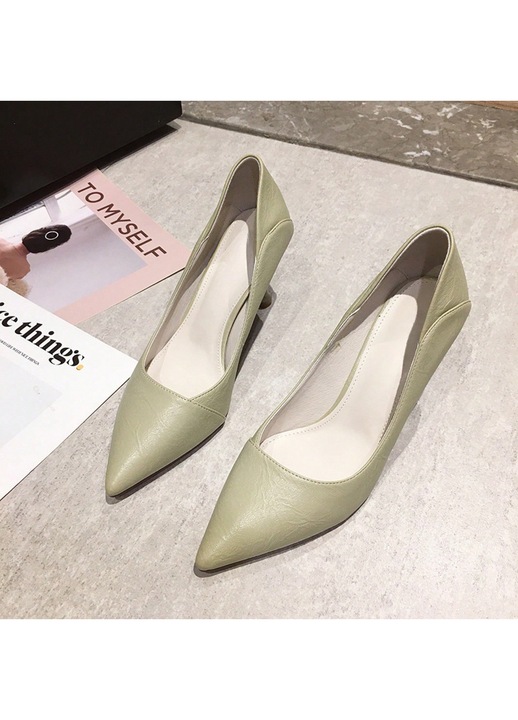Pantofi dama, piele naturala, stiletto, verde, eleganti, de primavara-vara