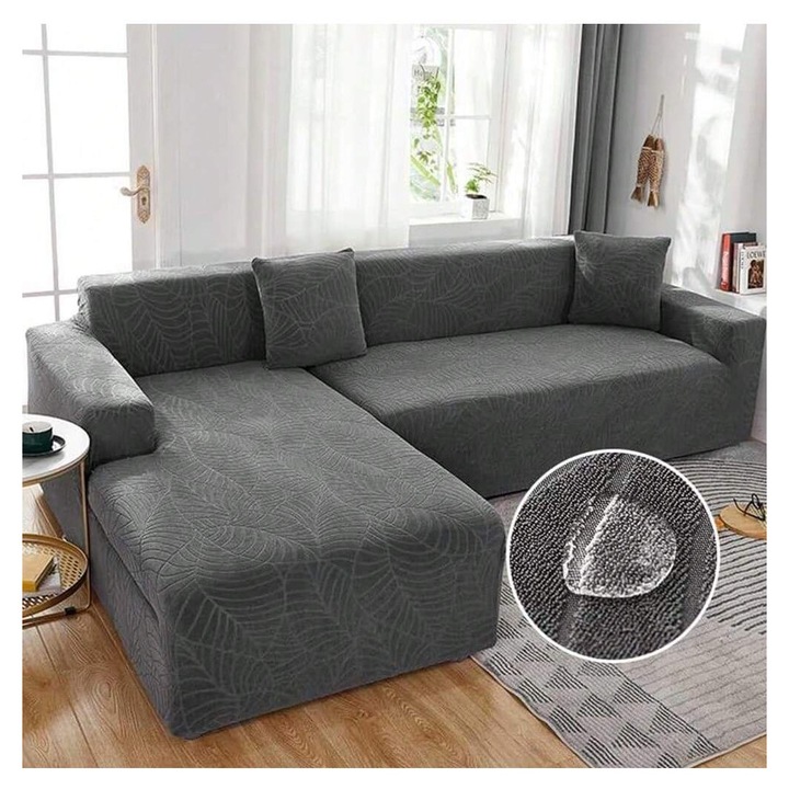 Husa canapea extensibila, poliester, elastica, impermeabila, multicolor, 90-140cm