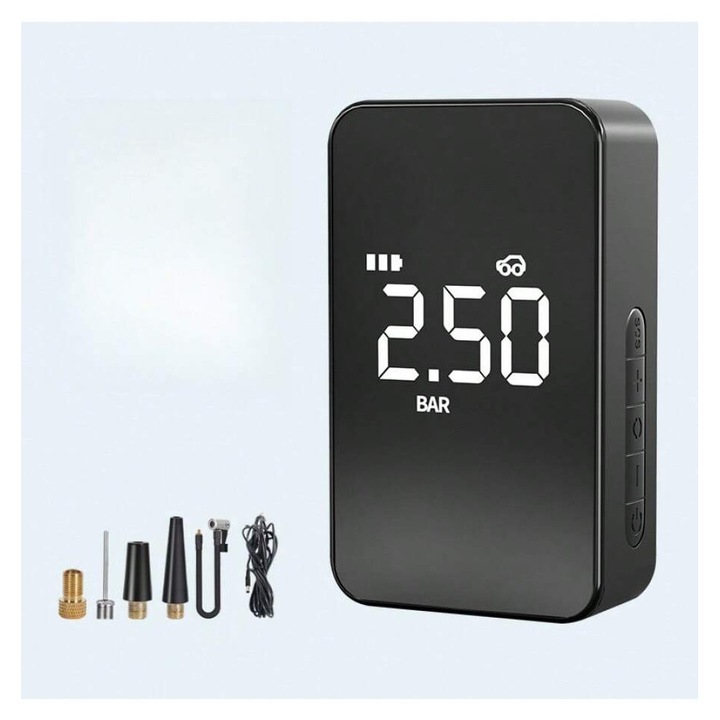 Pompa de umflat auto wireless portabila electrica, presiune inalta, negru