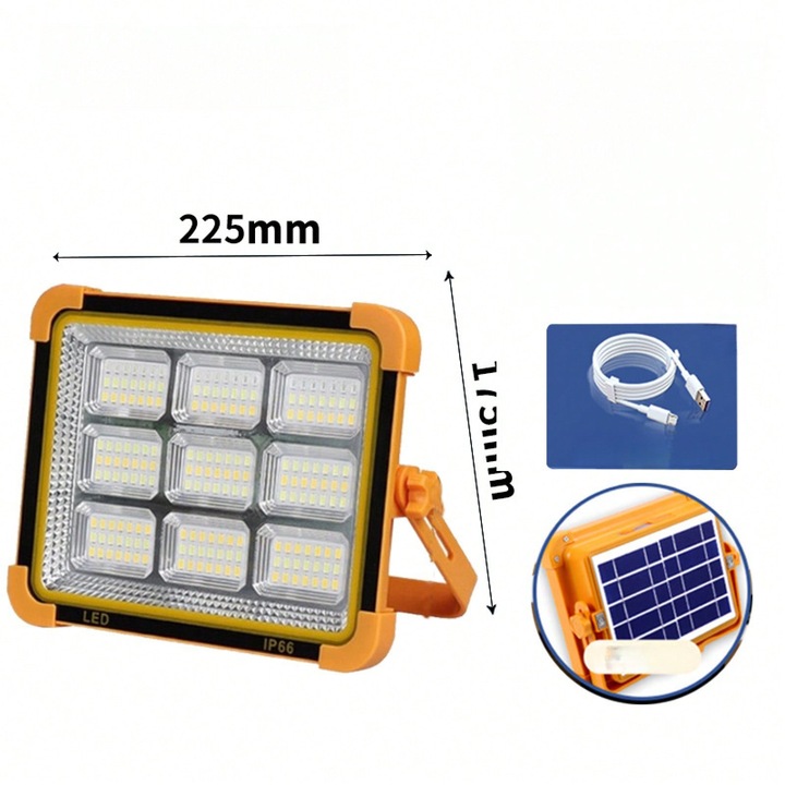 Lampi solare, 350W, USB reincarcabile, lumini de noapte, camping, exterior