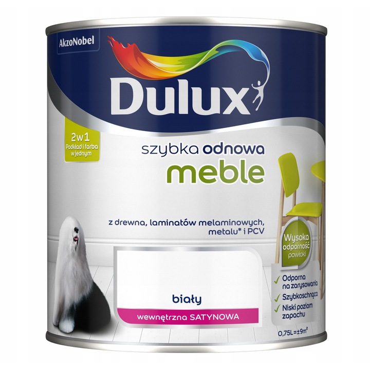 Dulux Szybka Odnowa festék, fehér, 0.75L, szatén, ellenálló