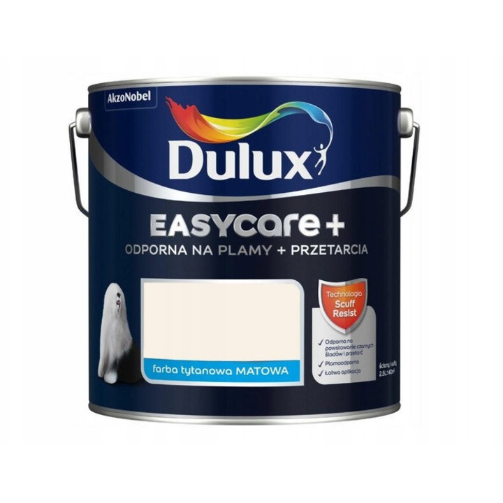 Dulux EasyCare Plus titán alapú, matt, foltálló, Scuff Resist technológiás mosható festék, rózsaszín, 2,5 L
