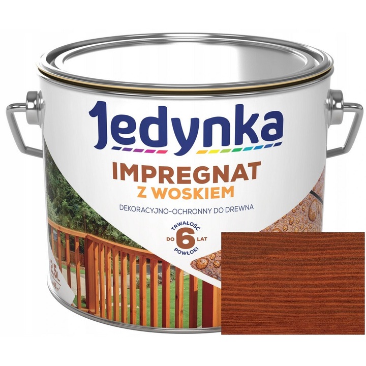 Jedynka impregnáló/lazúr viasszal, kültéri használatra, mély behatolás, UV-védelem, matt, mahagóni, 2.5L