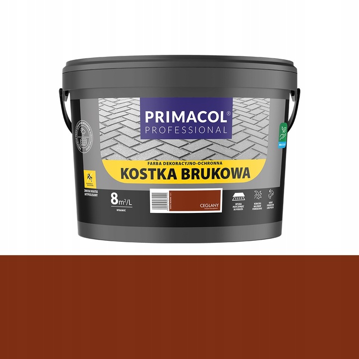 Vopsea pentru pavaj / vopsea protectoare Primacol Professional, rezistenta la intemperii, antialunecare, caramiziu, 2,2L