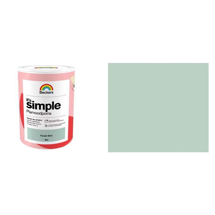 Beckers It's Simple beltéri festék, folt- és mosásálló, hidrofób, Pasztell menta, 5L