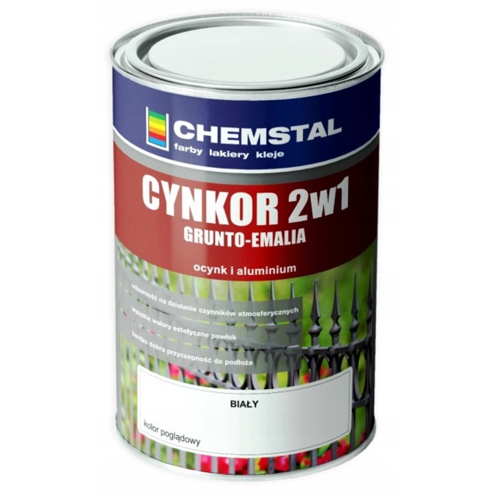 Grund-emalie Chemstal Cynkor 2in1 horganyzott acélhoz és alumíniumhoz, vastagrétegű felvitel, fehér, 5L