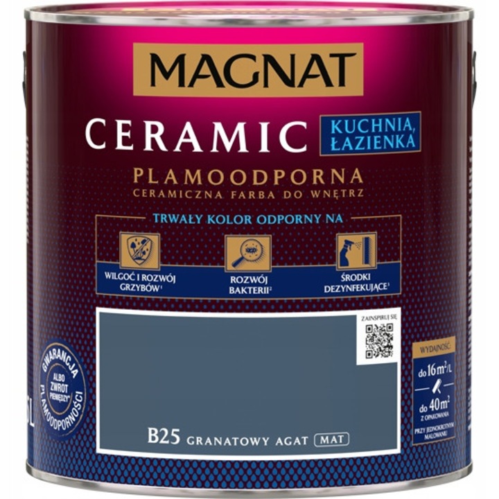 Magnat B25 kerámiafesték gránát achát 2.5L matt, folt- és nedvességálló