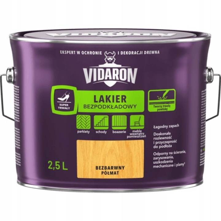 Vidaron parkettalakk alapozó nélkül, padlólakk, ultra tartós technológia, karc- és kopásálló, félmatt, színtelen, 2,5L