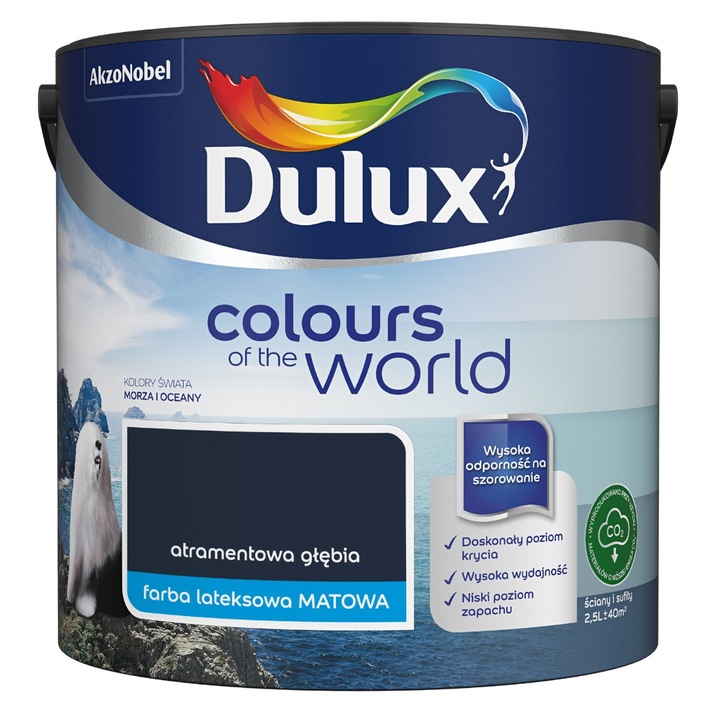 Dulux latex festék, Culorile lumii mosható festék, matt, magas mosásállósággal, atramentkék, 2,5L