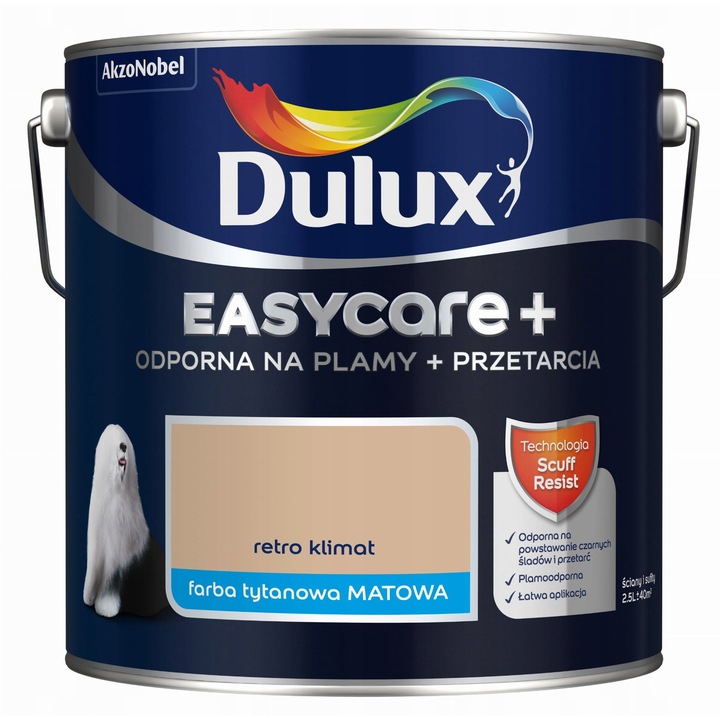 Dulux EasyCare+ mosható beltéri falfesték, folt- és súrolásálló, matt, Retro Klimat, 2,5 L