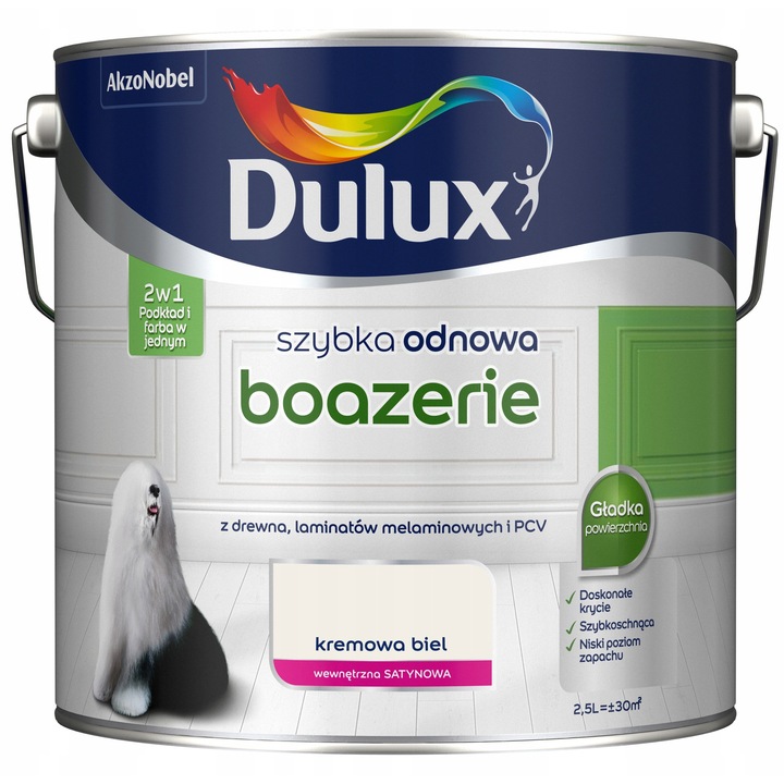 Dulux Szybka Odnowa beltéri festék, krémszínű, 2,5l, 15,7x10x16,7cm
