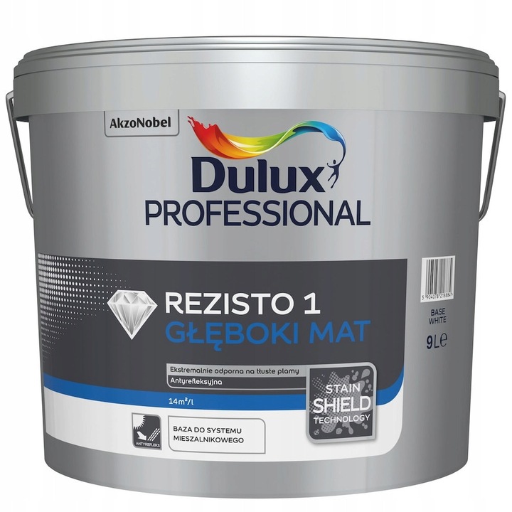 Dulux Rezisto 1 mosható festék, fehér, 9L, matt, nedvesség- és foltálló