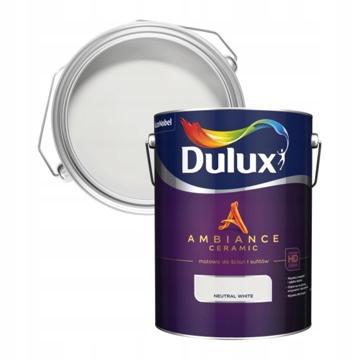 Dulux Ambiance Ceramic beltéri falfesték, kerámia, matt, mosás- és súrolásálló, magas fedőképességű, semleges fehér, 5 L