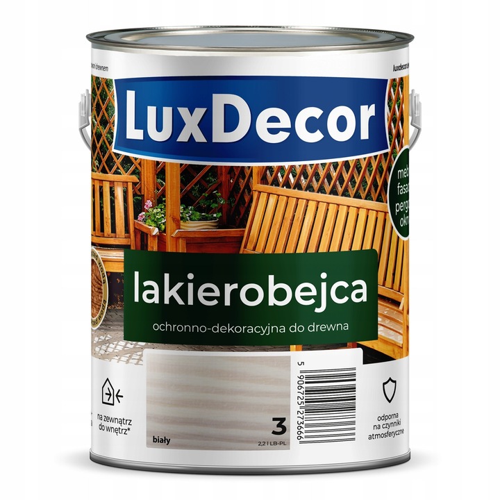 LuxDecor dekoratív és védő lakk fára, fehér, 2.2L