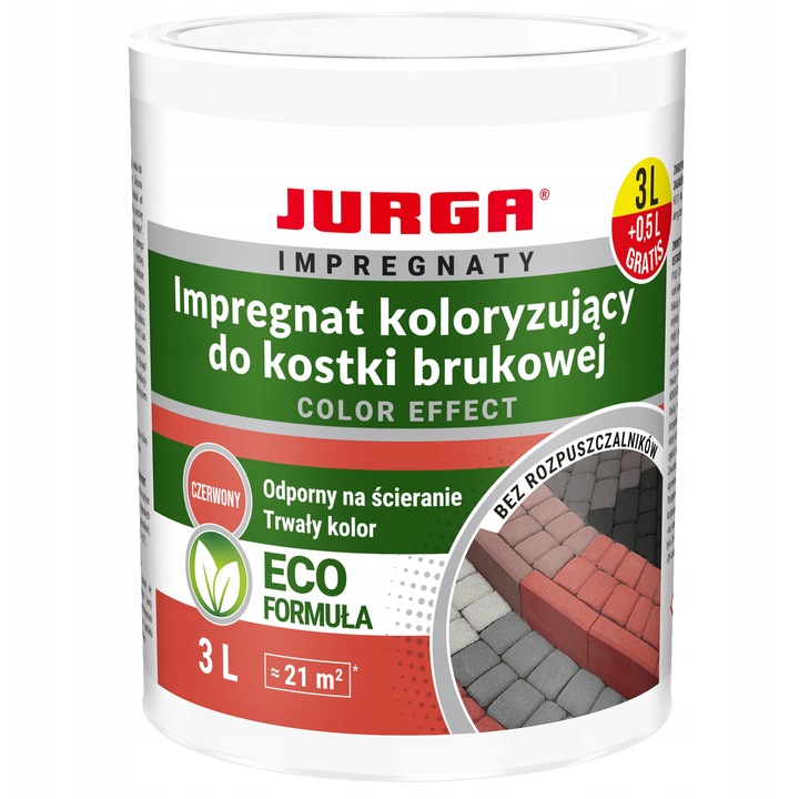 Jurga Color Effect színező impregnáló, térkő és beton színező impregnáló, hidrofób, UV- és fagyálló, piros, 3 L