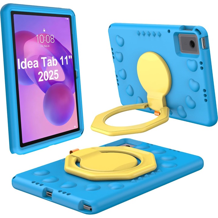 Husa pentru Lenovo Idea Tab 11" 2025/Tab K11 Gen 2, husa de protectie draguta pentru copii, rezistenta la socuri, pentru Lenovo Idea Tab TB336FU/ZU 11 inch, cu suport reglabil la 360°-Albastru
