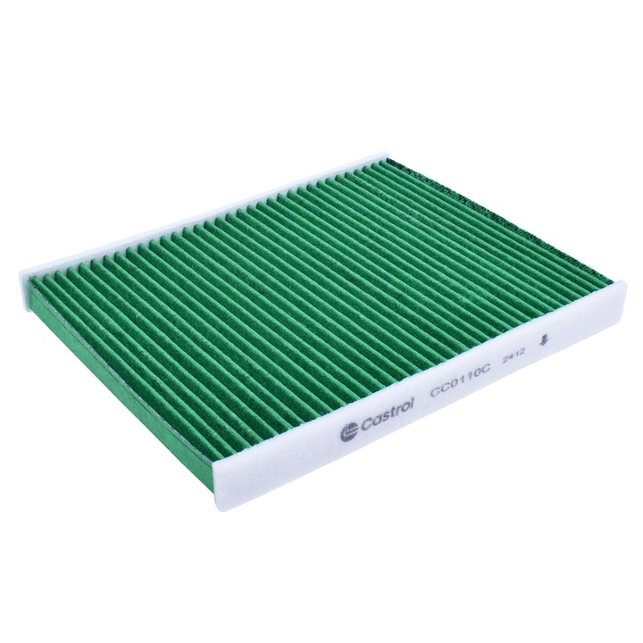Utastérszűrő/pollenszűrő Castrol Filters CC0110C, Carbon+ antibakteriális, Zöld/Fehér, 1 db