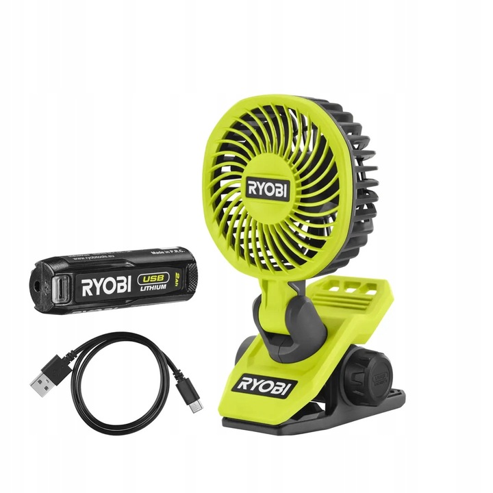 Ryobi 4V 2Ah akkumulátoros ventilátor, fehér, 10.8x19.5cm