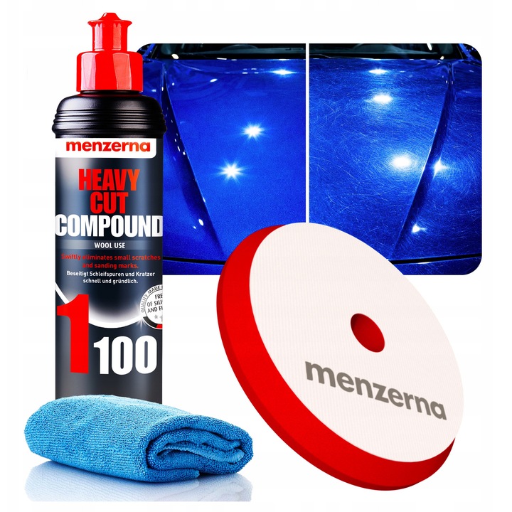 Menzerna HCC 1100 polírpaszta, nagy vágóerővel, eredeti 150 mm-es pad mellékelve, színtelen, 250ml
