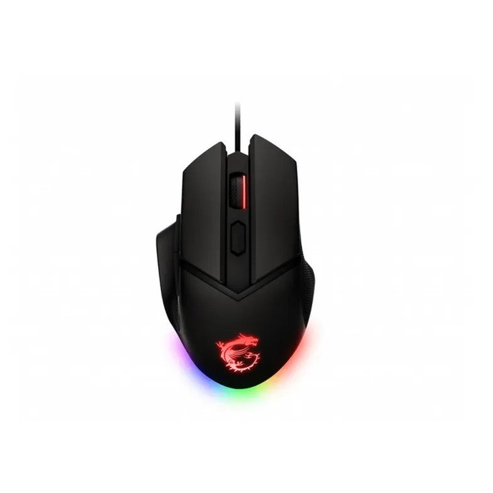 Mouse optic MSI GM20 v2, RGB, negru, 6200 dpi, USB