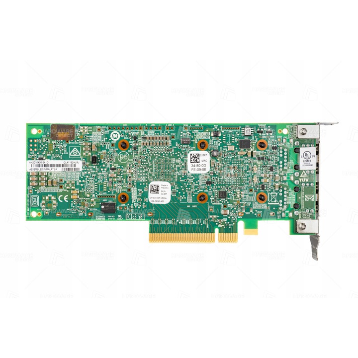 Мрежова карта Dell QLogic QL41162HLRJ 02J3X7, 2 порта 10GbE RJ45, PCIe 3.0 x8, с RDMA и TCP/IP Offload, Зелен, 1 бр