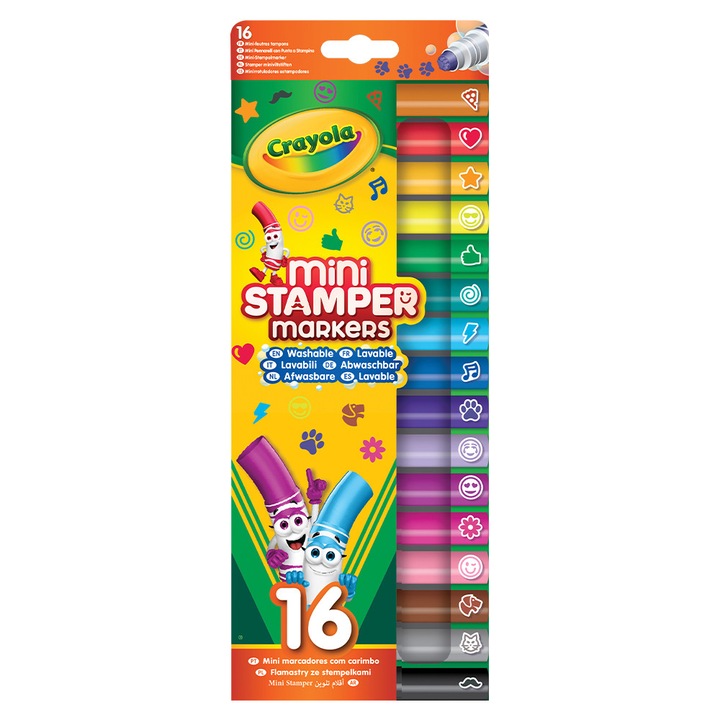Маркери мини, Crayola, Печатчета, 16 цвята