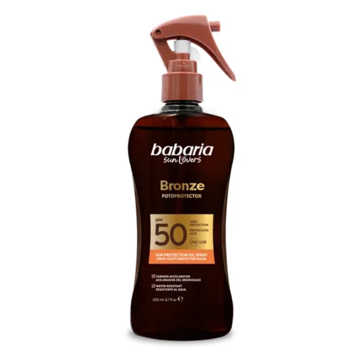 Ulei cu protectie solara ridicata tip spray, SPF 50+, UVA & UVB, cu efect de bronz, Bronze Fotoprotector, 200 ml