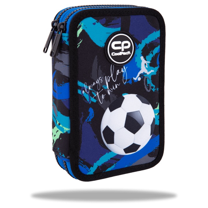 Ученически несесер с пособия CoolPack, Jumper 2 FOOTBALL NAVY, 19.5 x 12.5 x 5 cm, Многоцветен