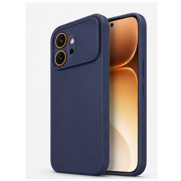 Husa Upzz® Slim New Compatibila Cu Honor 600, Silicon Soft Slim Anti Amprente, Protectie La Camera, Albastru Navy