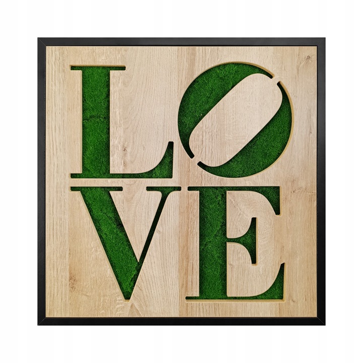 3D картина Styler LOVE с изкуствен мъх, зелена, 50x50см