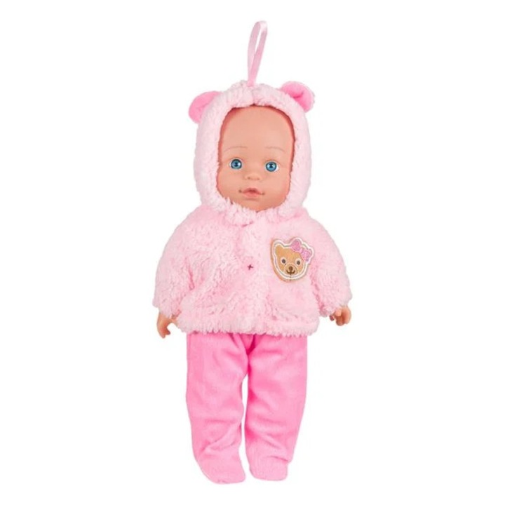 Baba játékbaba mackó ruhában 30cm