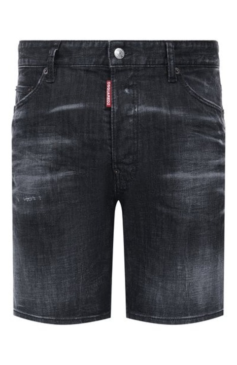 DSQUARED2, къси панталони от деним (98% памук, 2% еластан) Marine Short S74MU0913 S30357, черен с износен вид, IT50